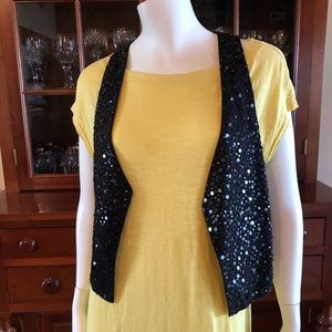 Eileen Fisher Sequin Vest, Black, xs